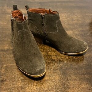 Lucky Brand olive green Suede Ankle Booties